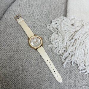 Michele Rose Gold Cape Watch with White Silicone Band